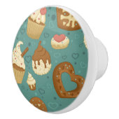 Patroon met cupcakes en snoepjes keramische knop (Rechts)