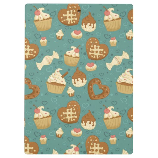 Patroon met cupcakes en snoepjes klembord (Achterkant)