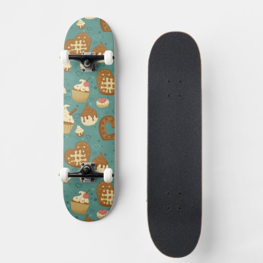 Patroon met cupcakes en snoepjes persoonlijk skateboard (Voorkant)