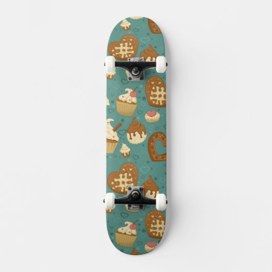 Patroon met cupcakes en snoepjes persoonlijk skateboard (Voorkant)