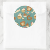 Patroon met cupcakes en snoepjes ronde sticker (Tas)