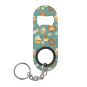 Patroon met cupcakes en snoepjes sleutelhanger flessenopener (Voorkant)