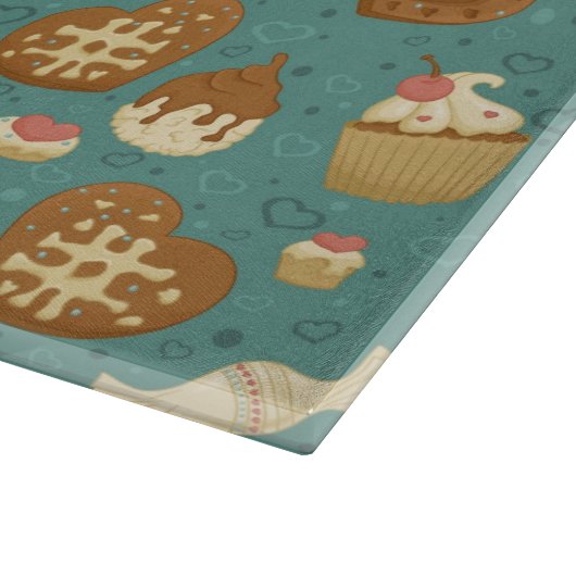 Patroon met cupcakes en snoepjes snijplank (Hoek)