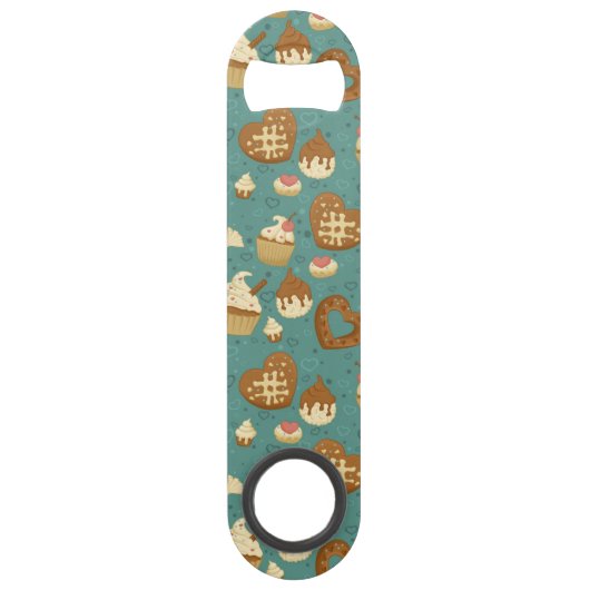 Patroon met cupcakes en snoepjes speed flessenopener (Voorkant)