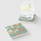Patroon met cupcakes en snoepjes stenen onderzetter (Zijkant)