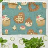 Patroon met cupcakes en snoepjes theedoek (Gevouwen)