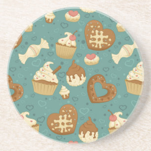 Patroon met cupcakes en snoepjes zandsteen onderzetter