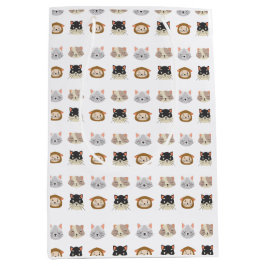 Patroon met Cute Cat Head Medium Gift Bag Medium Cadeauzakje