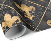 Patroon met de vleugel van de zwarte marmer en gou cadeaupapier (Rol Hoek)
