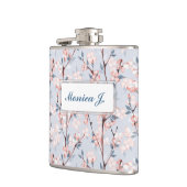 Patroon met delicate lentesakura-bloemen heupfles (Links)