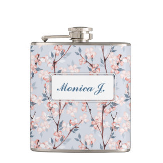 Patroon met delicate lentesakura-bloemen heupfles
