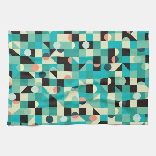  patroon met driehoeken en cirkels. theedoek (Horizontaal)