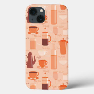 Patroon met drinken en tekst iPhone 13 hoesje