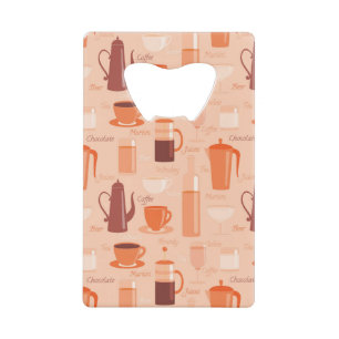 Patroon met drinken en tekst creditkaart flessenopener