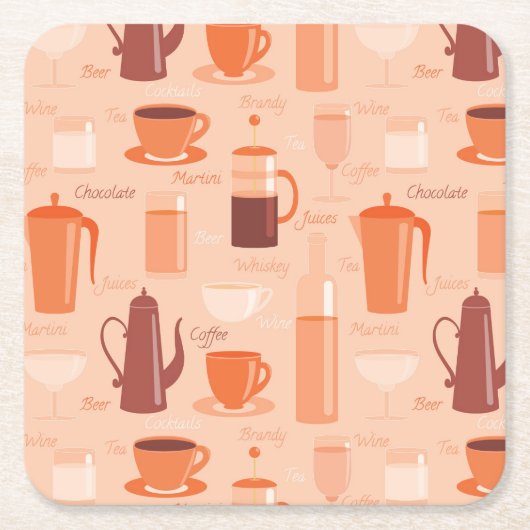 Patroon met drinken en tekst kartonnen onderzetters (Voorkant)