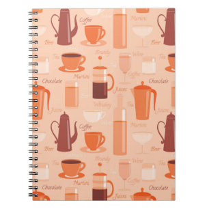 Patroon met drinken en tekst notitieboek