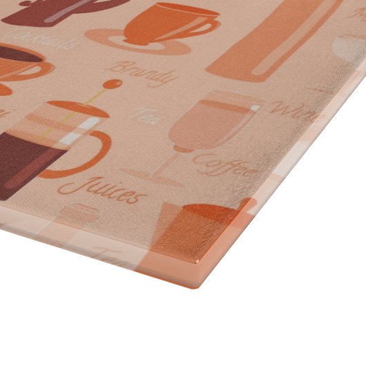 Patroon met drinken en tekst snijplank (Hoek)