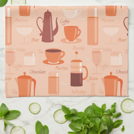 Patroon met drinken en tekst theedoek (Gevouwen)
