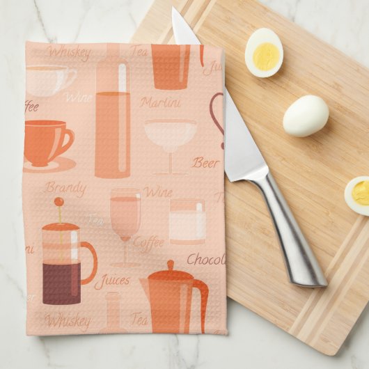 Patroon met drinken en tekst theedoek (Quarter Fold)