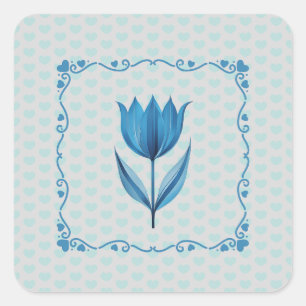 Patroon met een blauwe tulp sticker