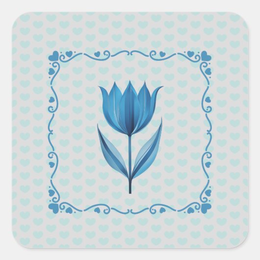 Patroon met een blauwe tulp sticker (Voorkant)
