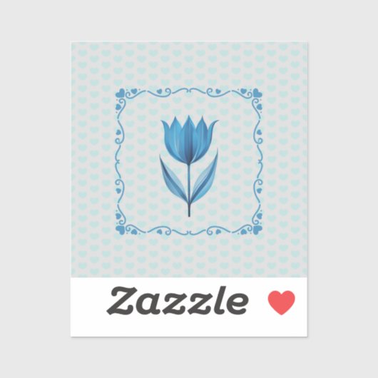 Patroon met een blauwe tulp sticker (Vel)