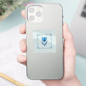 Patroon met een blauwe tulp sticker (Telefoon)