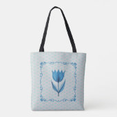 Patroon met een blauwe tulp tote bag (Achterkant)