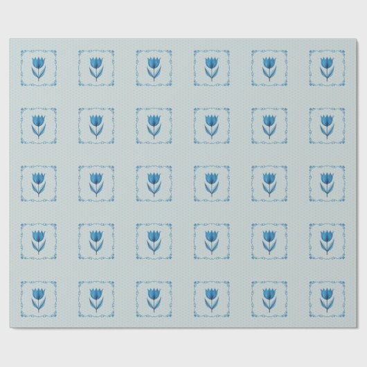 Patroon met een Blauwe Wikkelpapier Cadeaupapier (Vlak)
