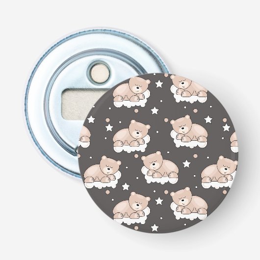 patroon met een klein beer slapen button flesopener (Voorkant)
