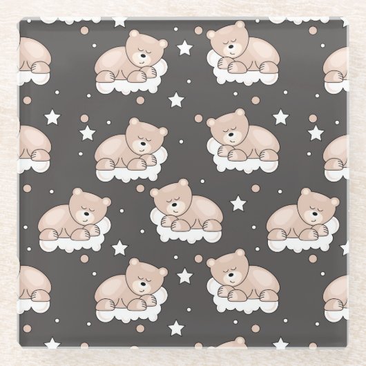 patroon met een klein beer slapen glazen onderzetter (Voorkant)