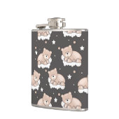 patroon met een klein beer slapen heupfles (Links)