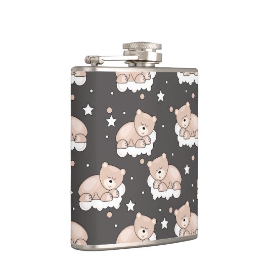 patroon met een klein beer slapen heupfles (Rechts)