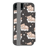 patroon met een klein beer slapen incipio iPhone portemonnee hoesje (Agenda Achterkant)