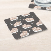 patroon met een klein beer slapen kartonnen onderzetters (Schuin)