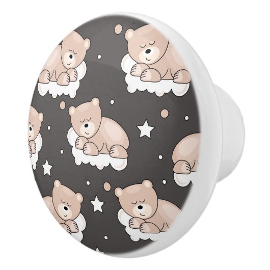 patroon met een klein beer slapen keramische knop (Rechts)
