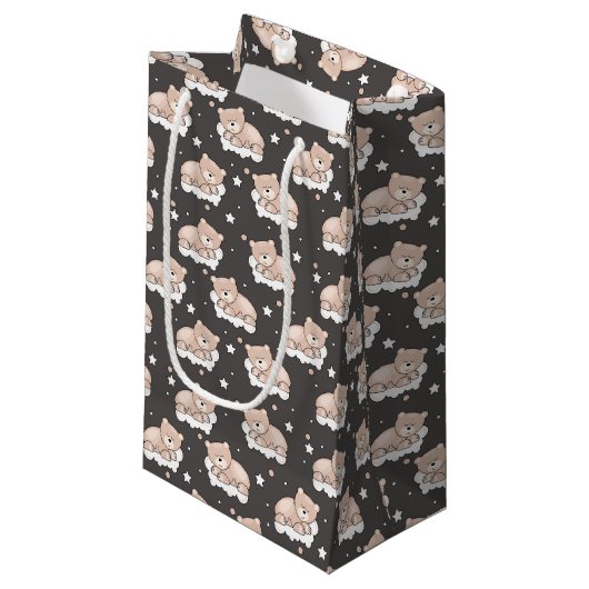 patroon met een klein beer slapen klein cadeauzakje (Voorkant Gekanteld)