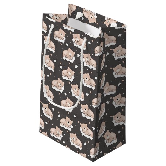 patroon met een klein beer slapen klein cadeauzakje (Achterkant Gekanteld)