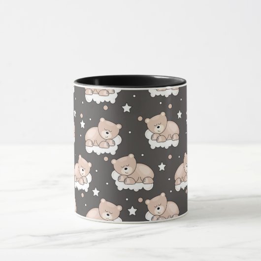 patroon met een klein beer slapen mok (Midden)
