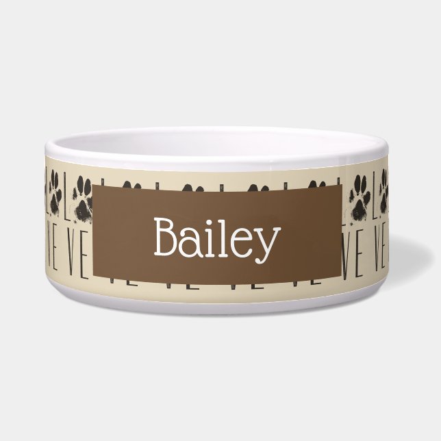 Patroon met een Pauw-afdruk die liefde uitspreidt Voerbakje (Voorkant)