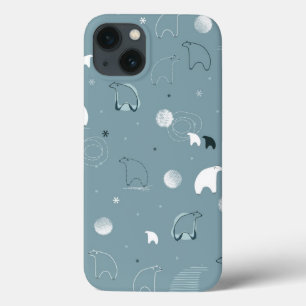 patroon met een schattig polair iPhone 13 hoesje
