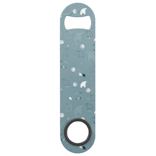 patroon met een schattig polair speed flessenopener (Achterkant)