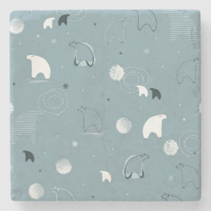 patroon met een schattig polair stenen onderzetter