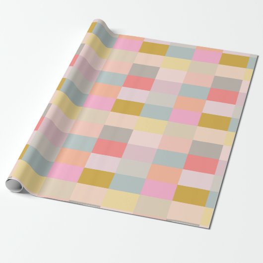  patroon met eenvoudige geometrische patches cadeaupapier (Uitgerold)