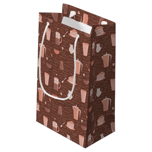 Patroon met elementen in verband met koffie klein cadeauzakje (Achterkant Gekanteld)