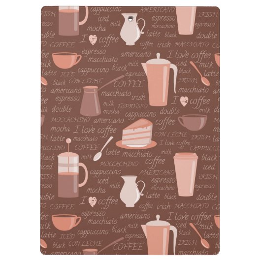 Patroon met elementen in verband met koffie klembord (Achterkant)