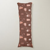 Patroon met elementen in verband met koffie lichaamskussen (Voorkant Verticaal)