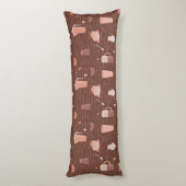 Patroon met elementen in verband met koffie lichaamskussen (Achterkant (Verticaal))