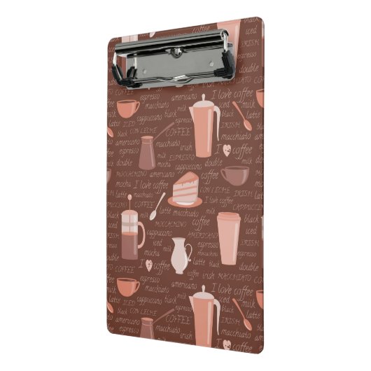 Patroon met elementen in verband met koffie mini klembord (Angled2)