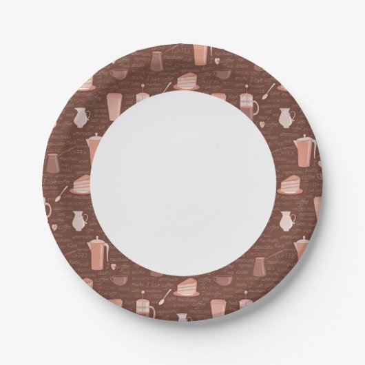 Patroon met elementen in verband met koffie papieren bordje (Voorkant)